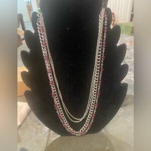 Elegant Silver and Purple Beaded Necklace